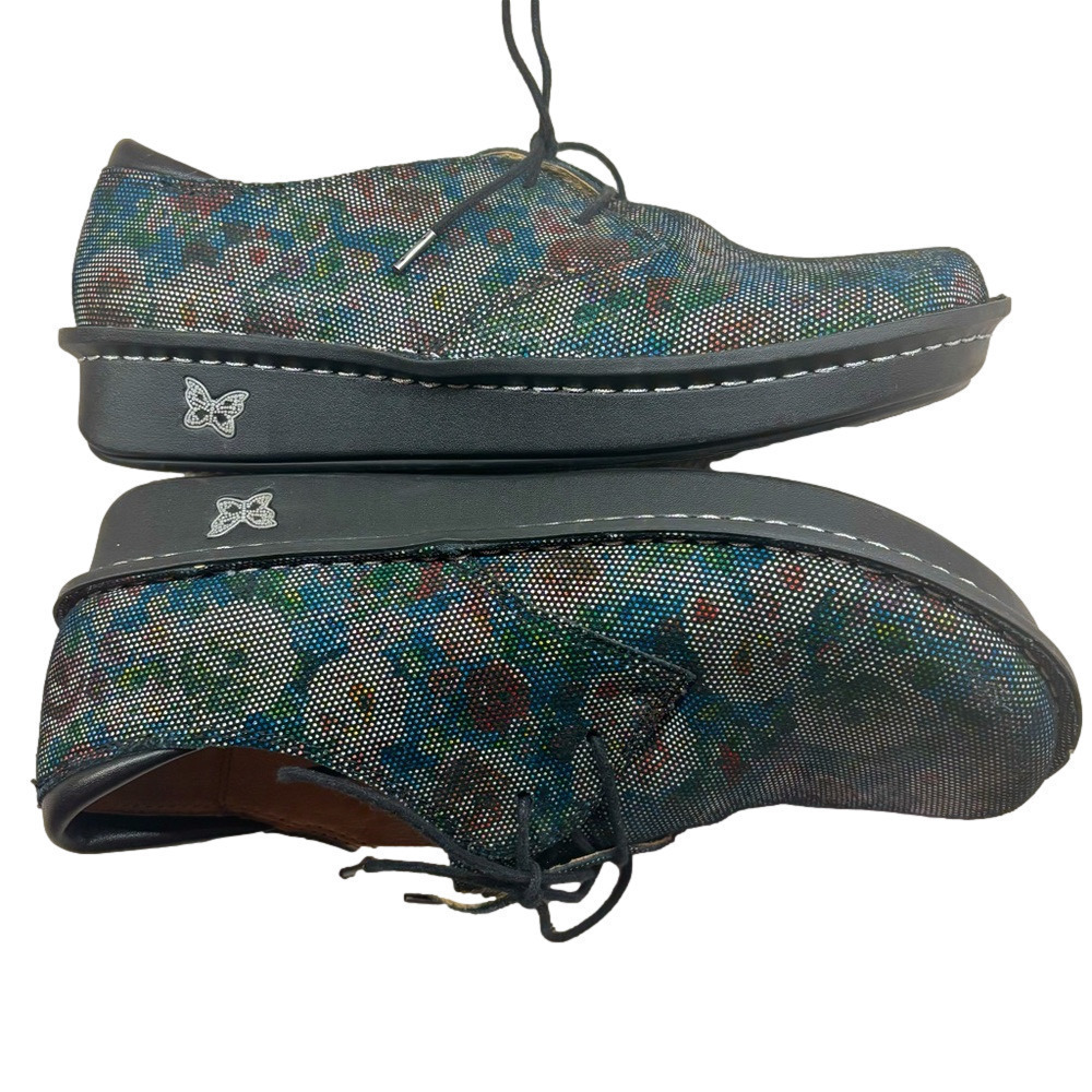 Alegria womens Bree multi dot floral oxford laced leather upper textured shoes - Picture 2 of 8